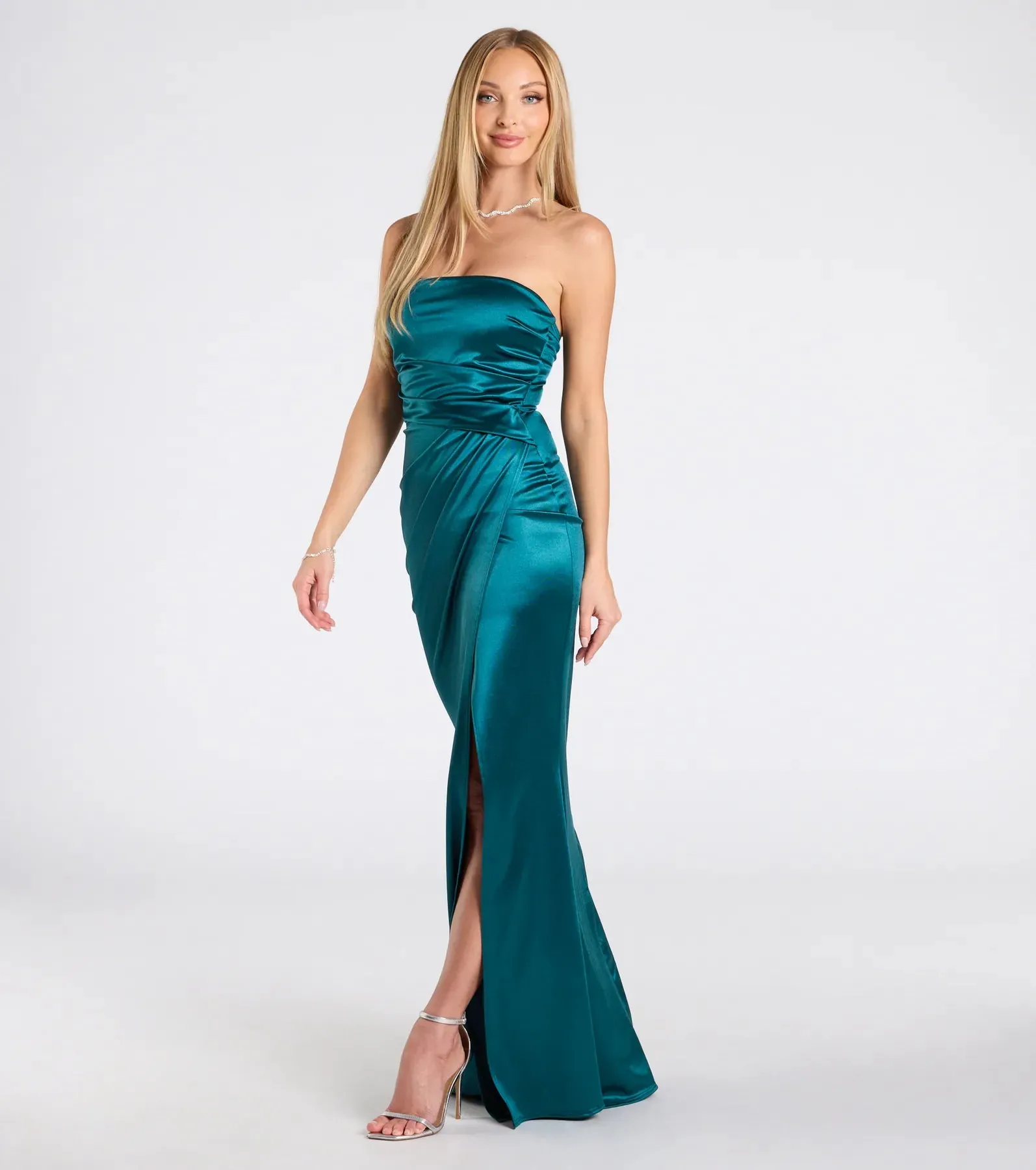 Clea Satin Strapless Wrap Mermaid Dress sold by Windsor product image thumbnail 4