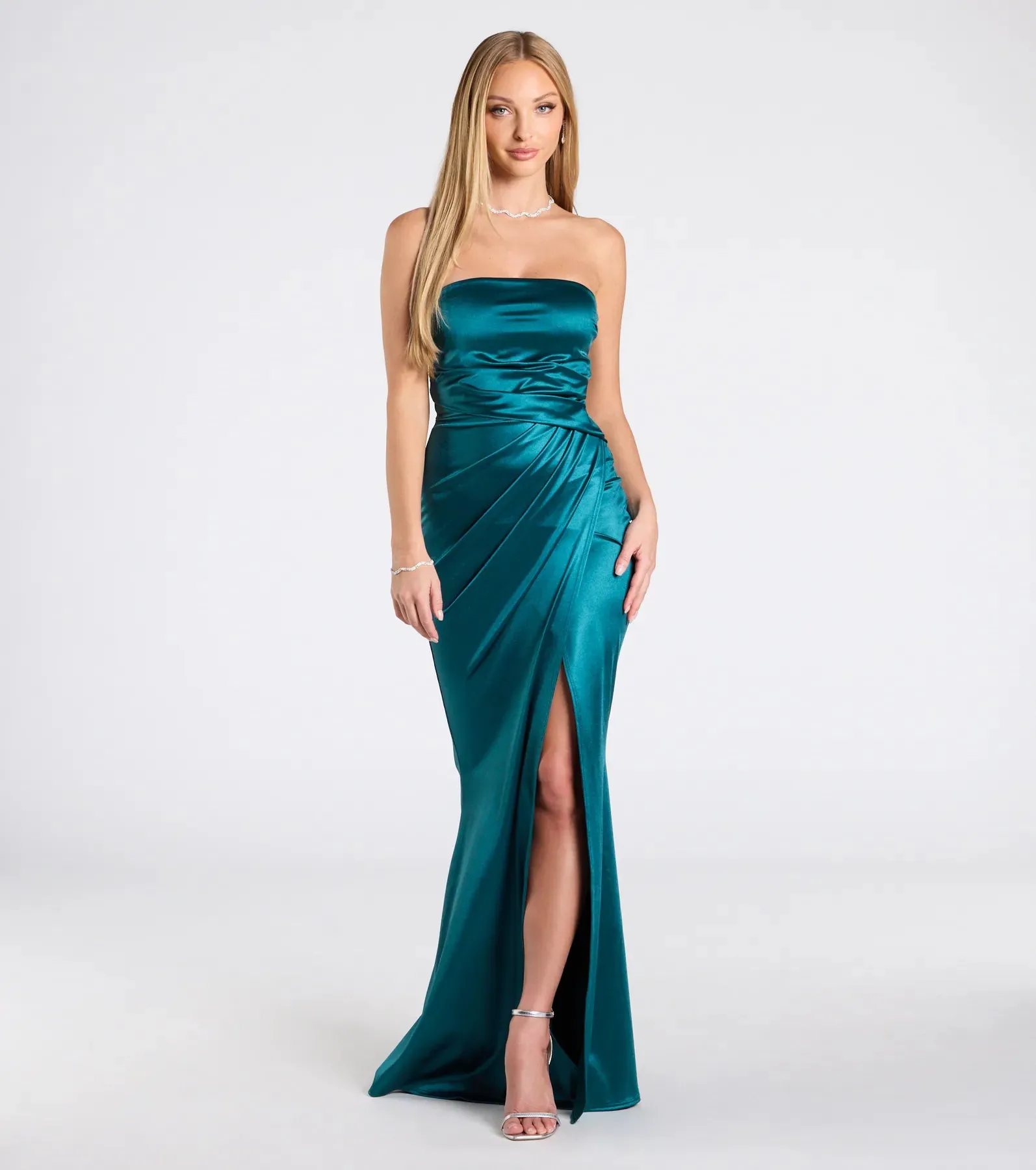 Clea Satin Strapless Wrap Mermaid Dress sold by Windsor