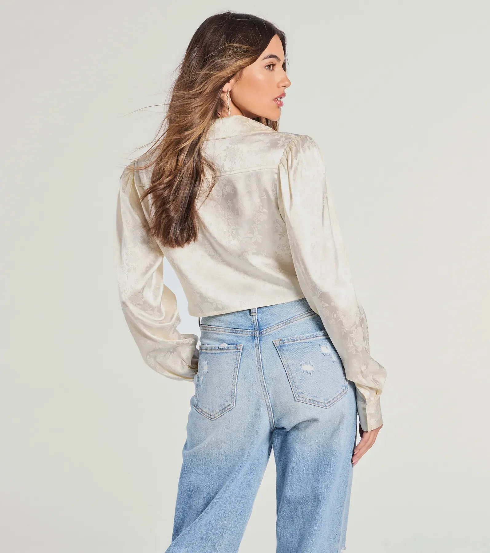 Luxe Demure Tie-Front Satin Crop Top sold by Windsor product image thumbnail 2