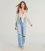 Luxe Demure Tie-Front Satin Crop Top sold by Windsor