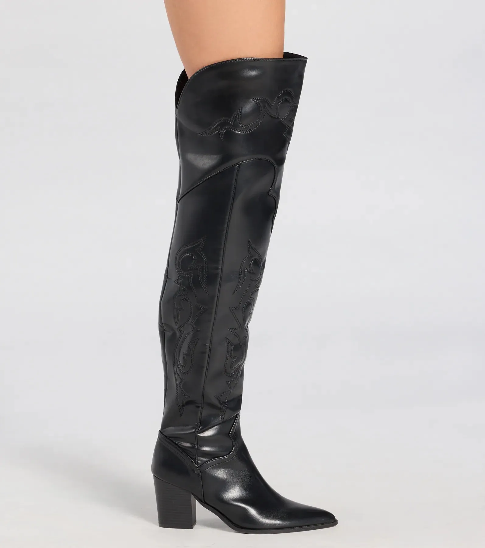 Sleek Western Vibe Thigh High Cowboy Boots sold by Windsor product image thumbnail 3