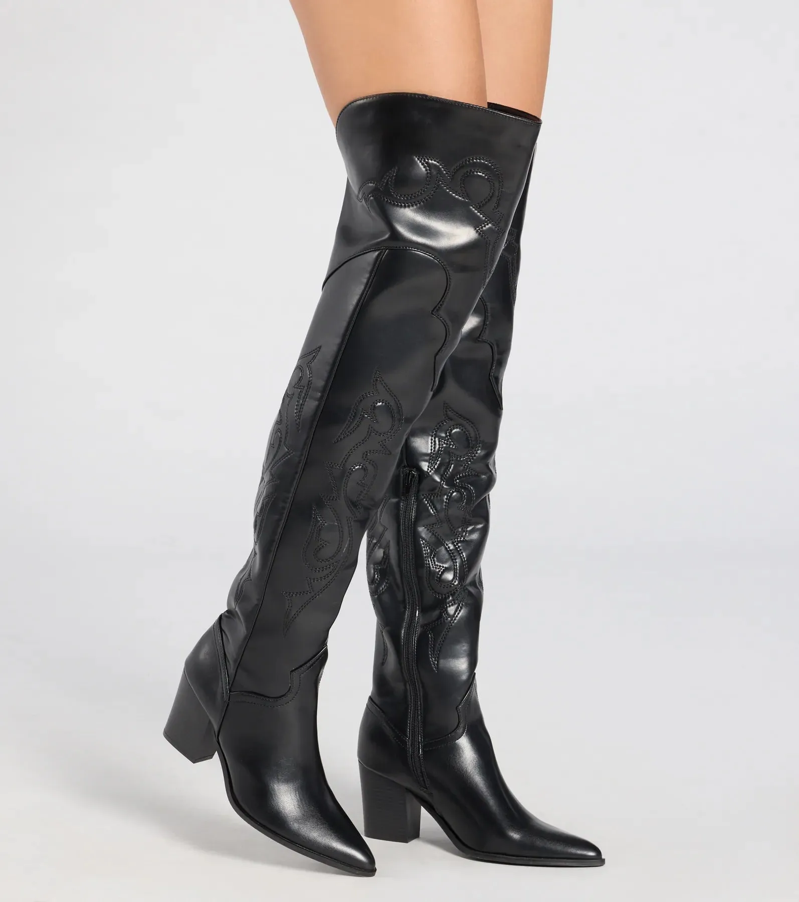 Sleek Western Vibe Thigh High Cowboy Boots sold by Windsor