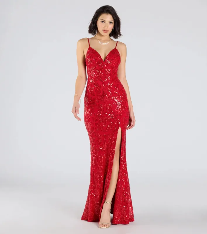 Cecelia Low Back Mermaid Sequin Formal Dress sold by Windsor