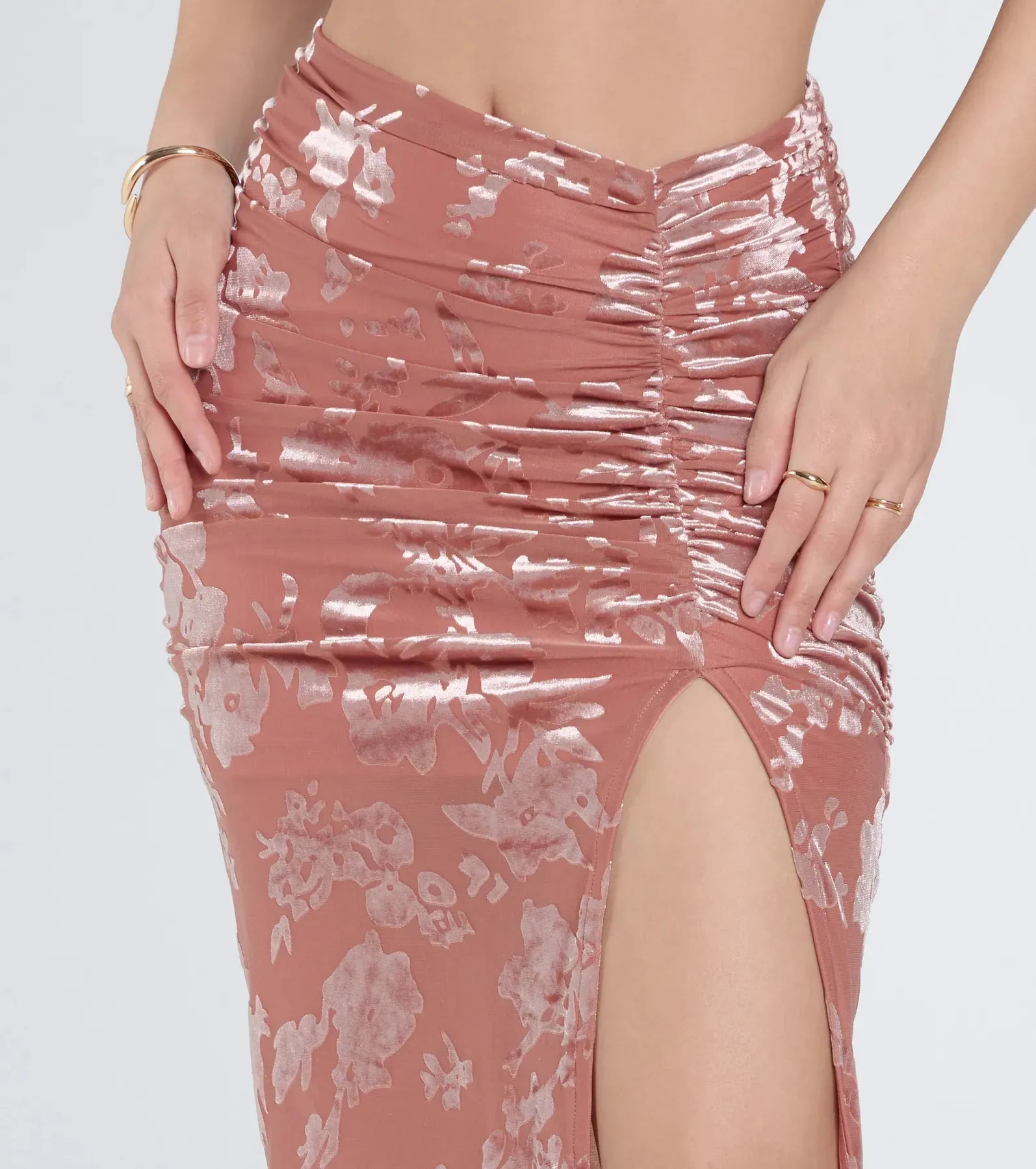 Forever In Love Floral Velvet Burnout Midi Skirt sold by Windsor product image thumbnail 3