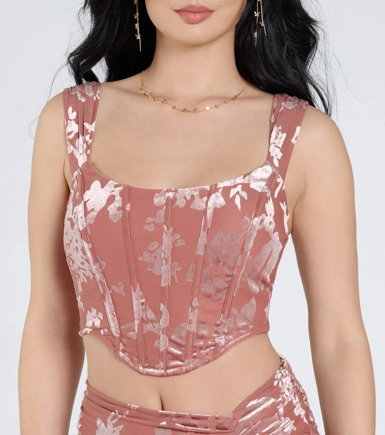 Forever In Love Floral Velvet Burnout Corset Top sold by Windsor product image thumbnail 3