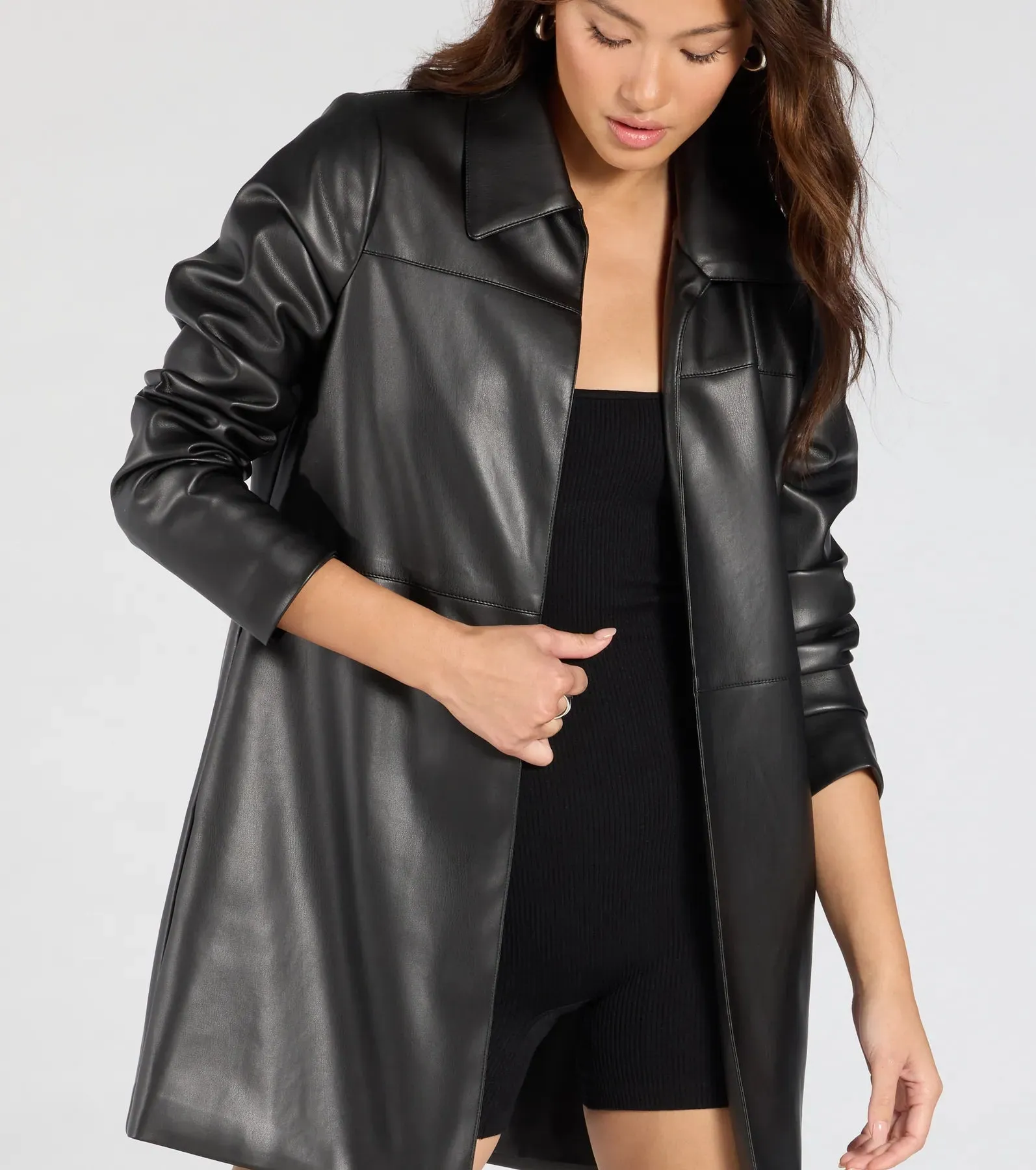 Effortlessly Sleek Faux Leather Oversized Blazer sold by Windsor product image thumbnail 4