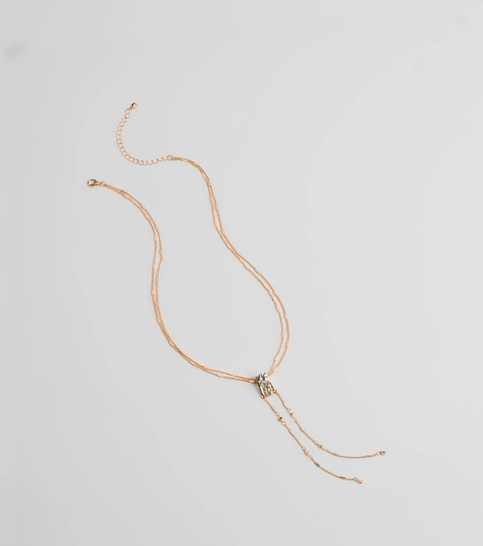 Simply Sweet Rhinestone Charm Layered Necklace sold by Windsor