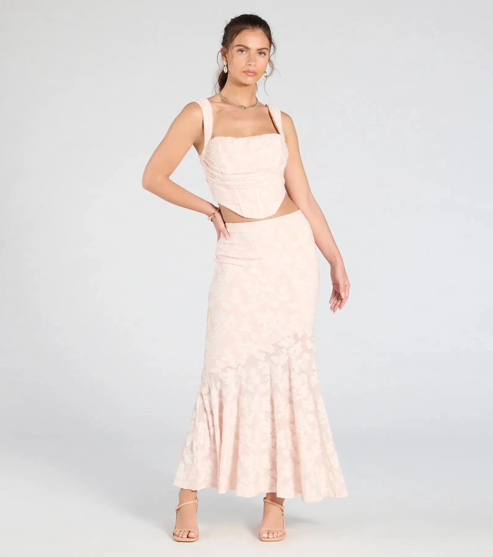 Romance Me Floral Jacquard Maxi Skirt sold by Windsor