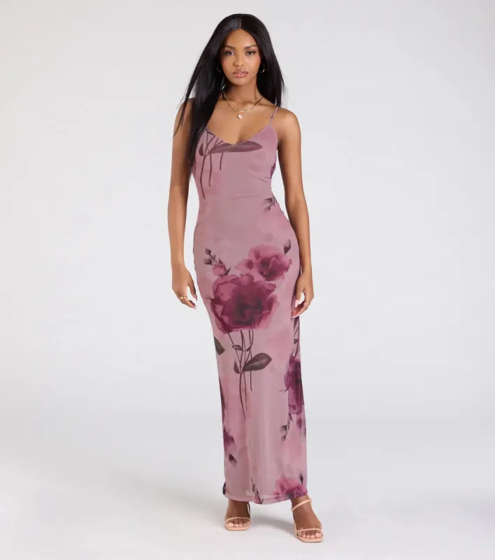 Love Language Floral Print Mesh Maxi Dress sold by Windsor