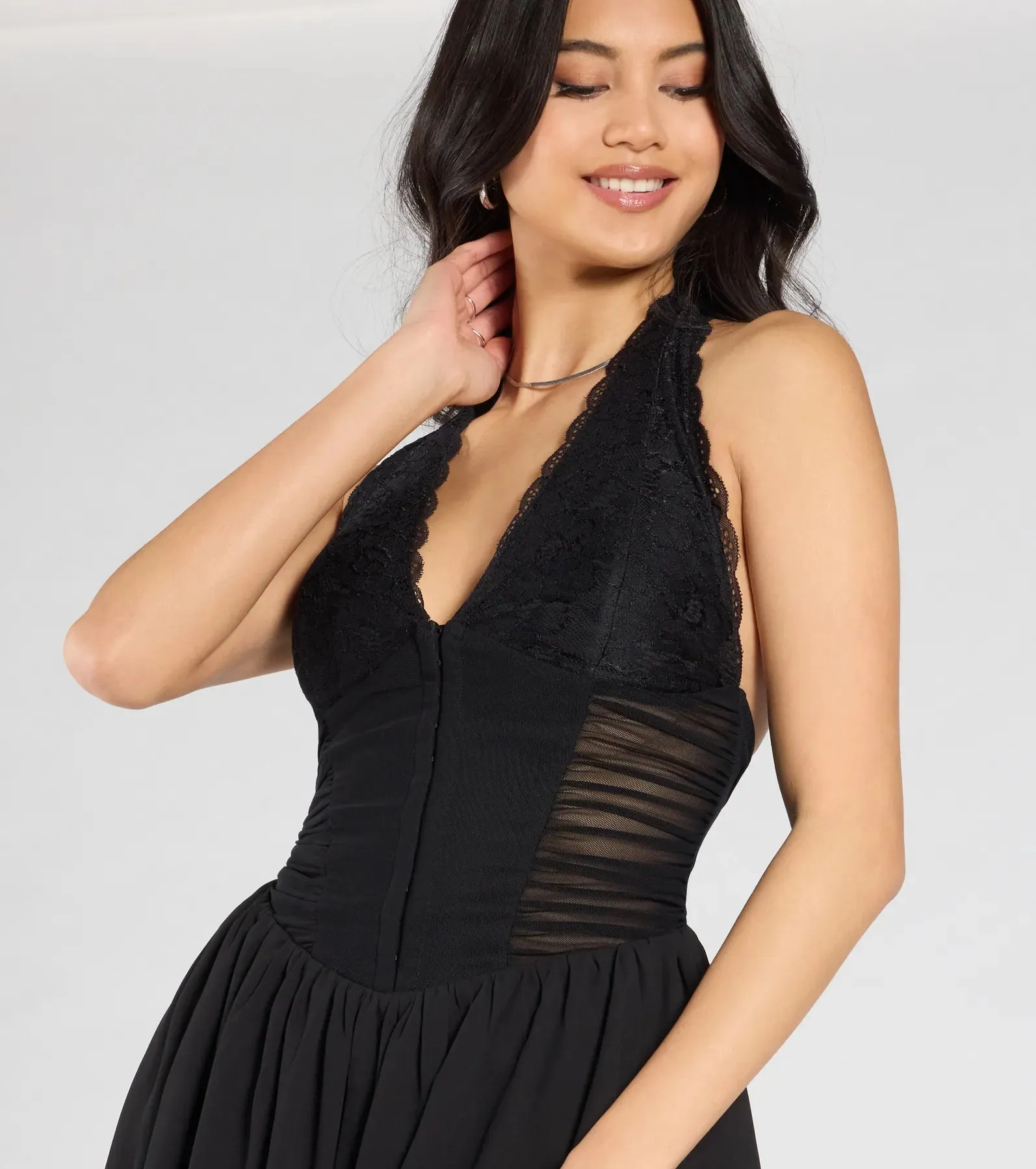 Style So Chic Lace Halter Chiffon Skater Dress sold by Windsor product image thumbnail 5