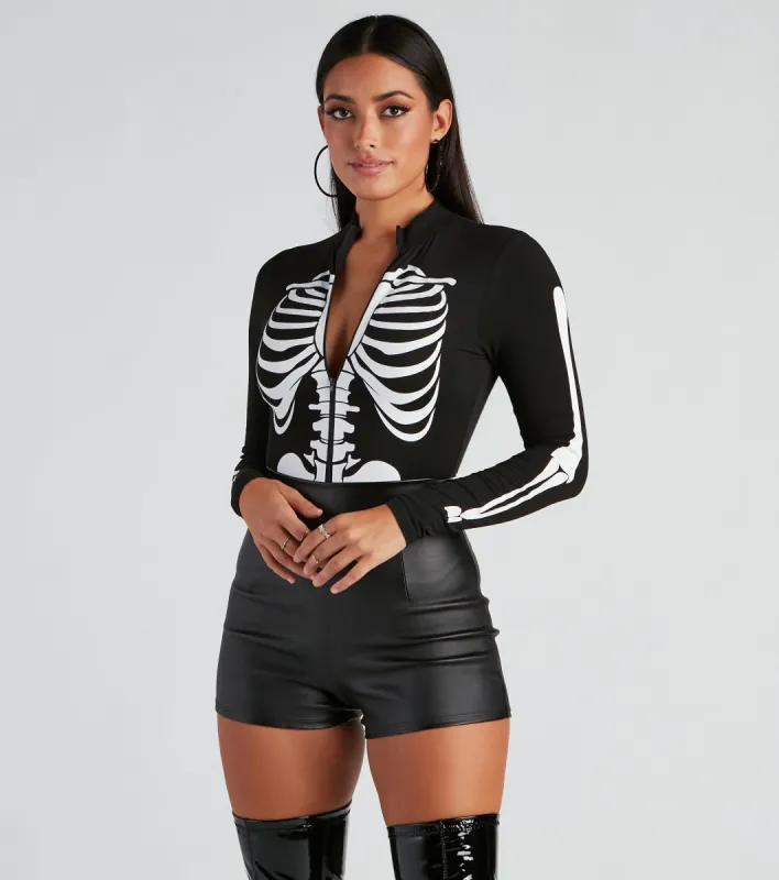 Sultry Skeleton Mock Neck Bodysuit sold by Windsor
