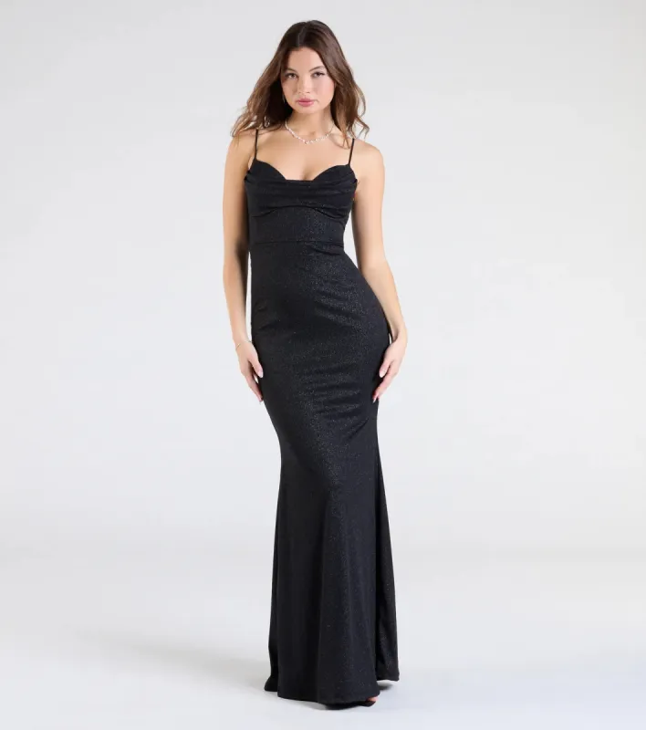 Acacia Glitter Knit Cowl Neck Mermaid Dress sold by Windsor