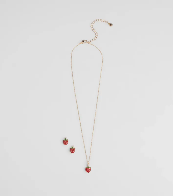 In Season Strawberry Earrings And Necklace Set sold by Windsor