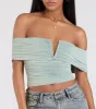 Chic Alert Off-The-Shoulder Crop Top sold by Windsor