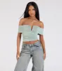 Chic Alert Off-The-Shoulder Crop Top sold by Windsor