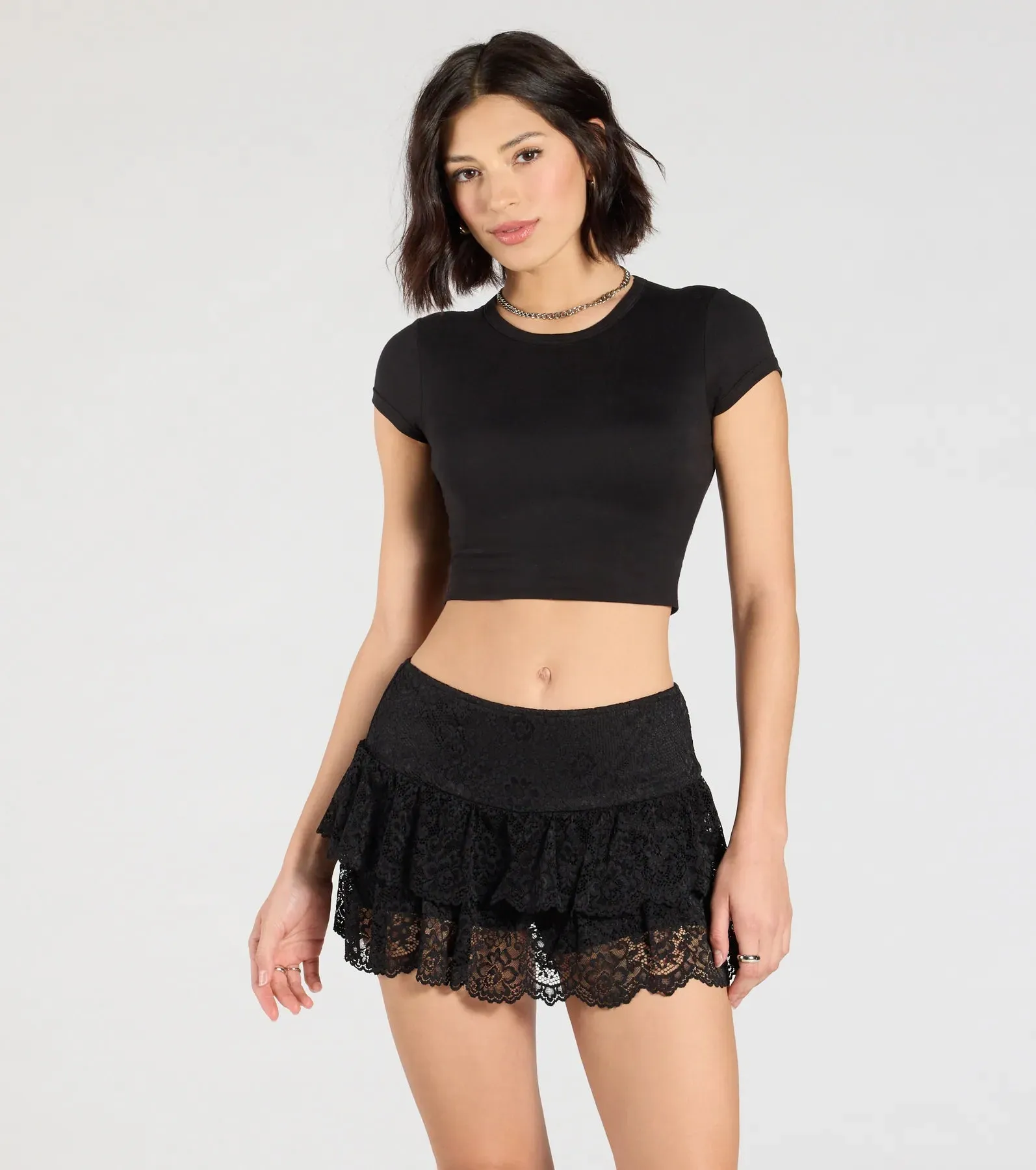 Flirty Feels Ruffled Lace Mini Skort sold by Windsor