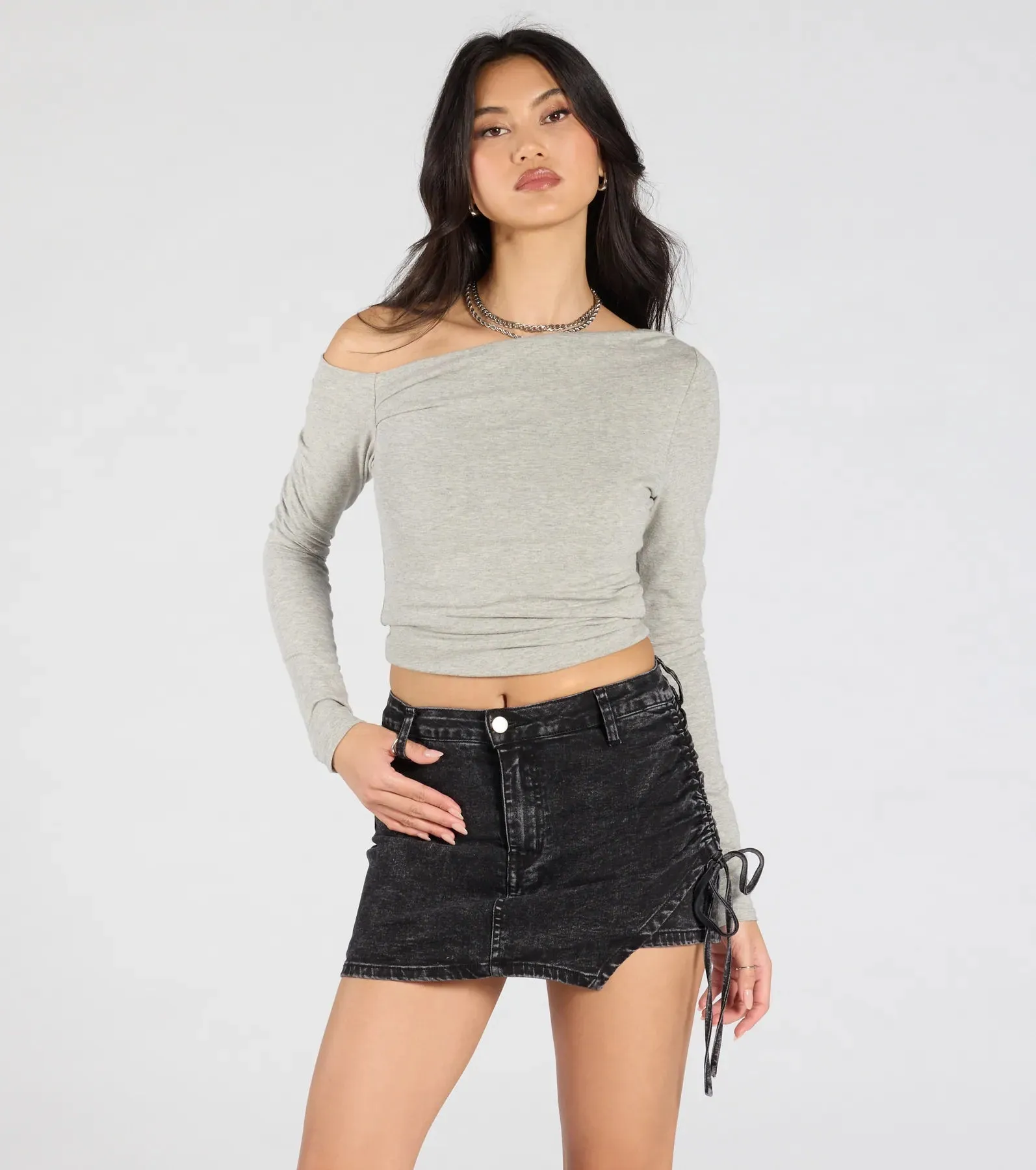 Always Cool Ruched Denim Mini Skort sold by Windsor