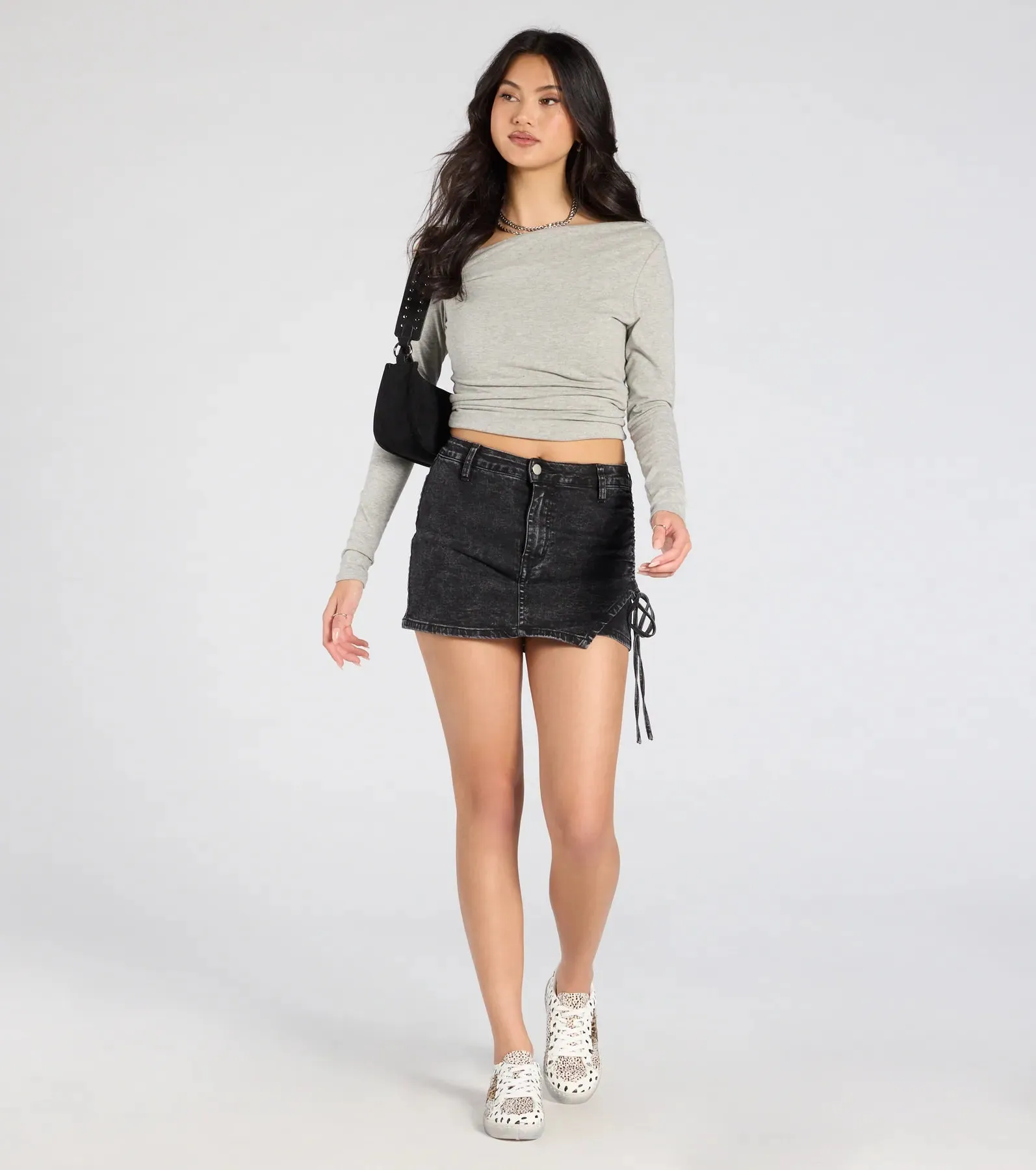 Always Cool Ruched Denim Mini Skort sold by Windsor product image thumbnail 3