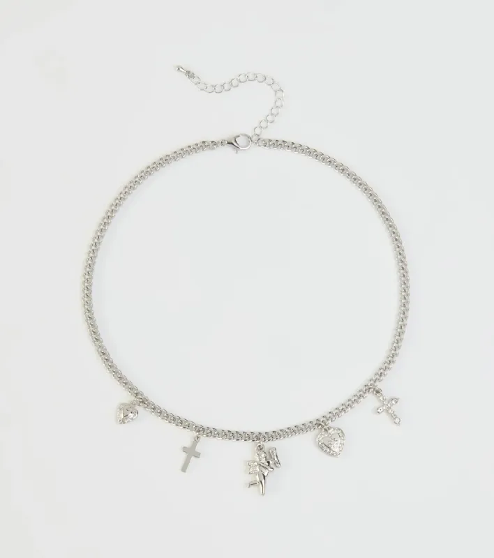 Feelin' Trendy Chain-Link Charm Necklace sold by Windsor