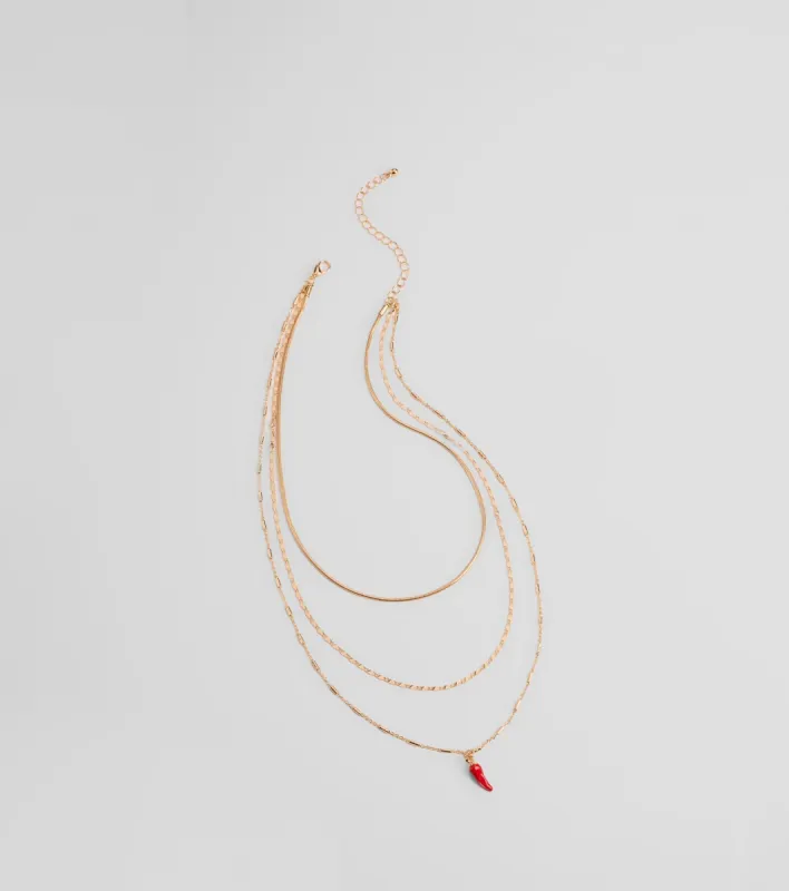 Like This Spice Chili Charm Layered Necklace sold by Windsor