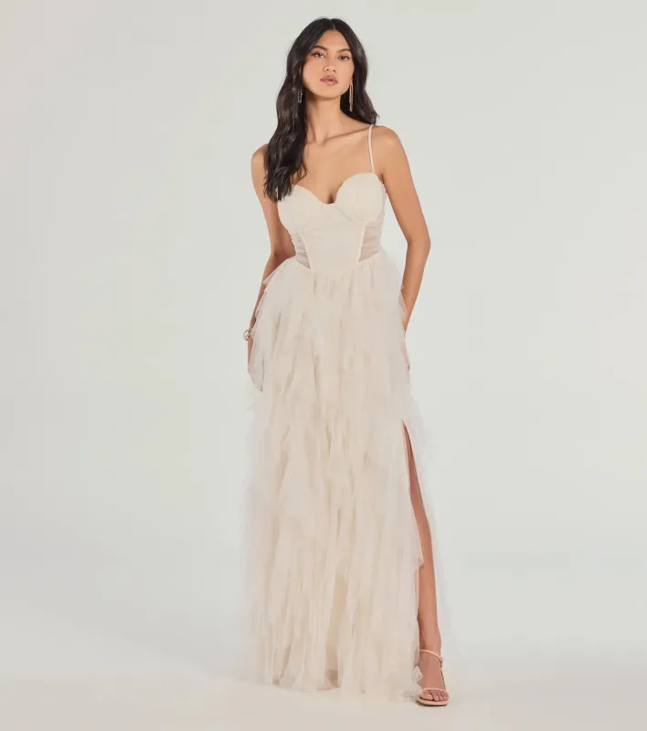 PLACEHOLDER - Aletta Long Sleeveless Ruffled A-Line Dress sold by Windsor
