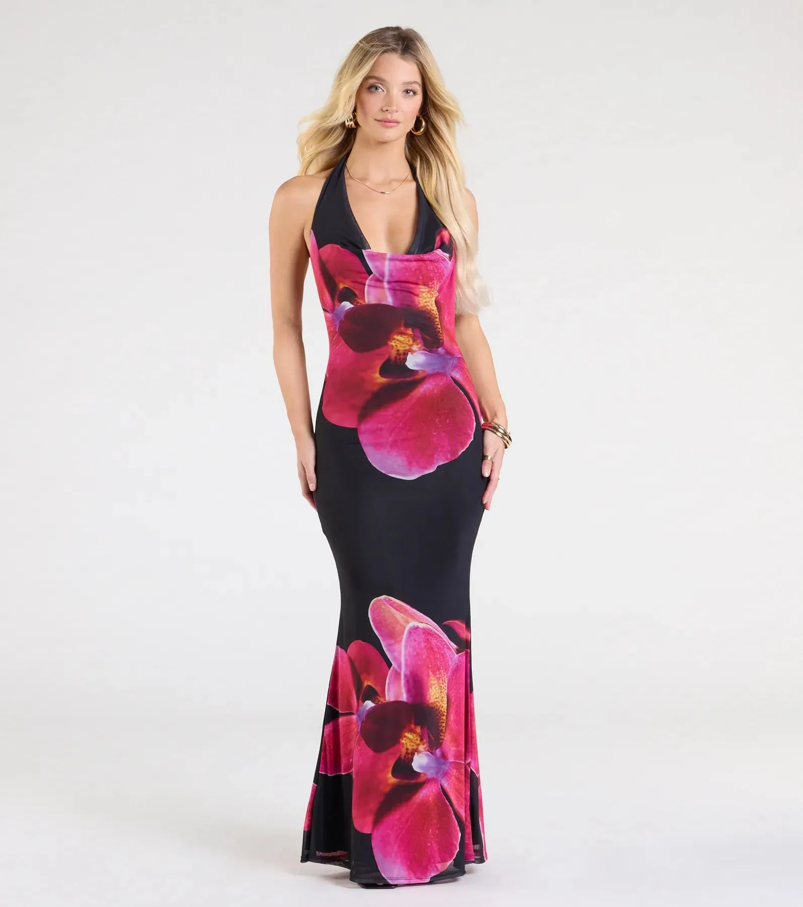 Alluring Vibe Floral Mesh Bodycon Maxi Dress sold by Windsor product image thumbnail 4