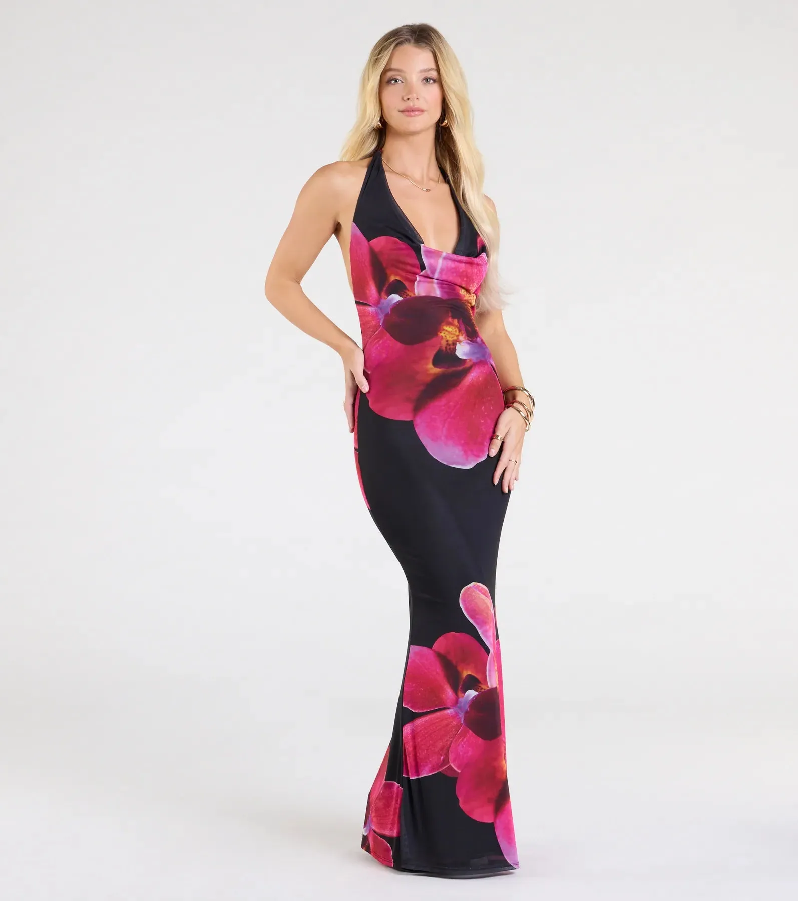 Alluring Vibe Floral Mesh Bodycon Maxi Dress sold by Windsor