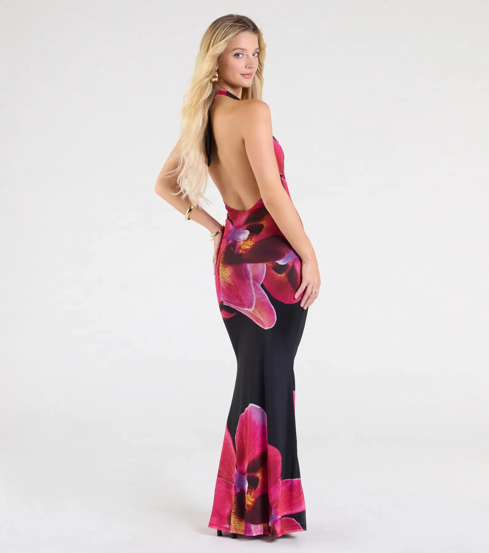 Alluring Vibe Floral Mesh Bodycon Maxi Dress sold by Windsor product image thumbnail 2