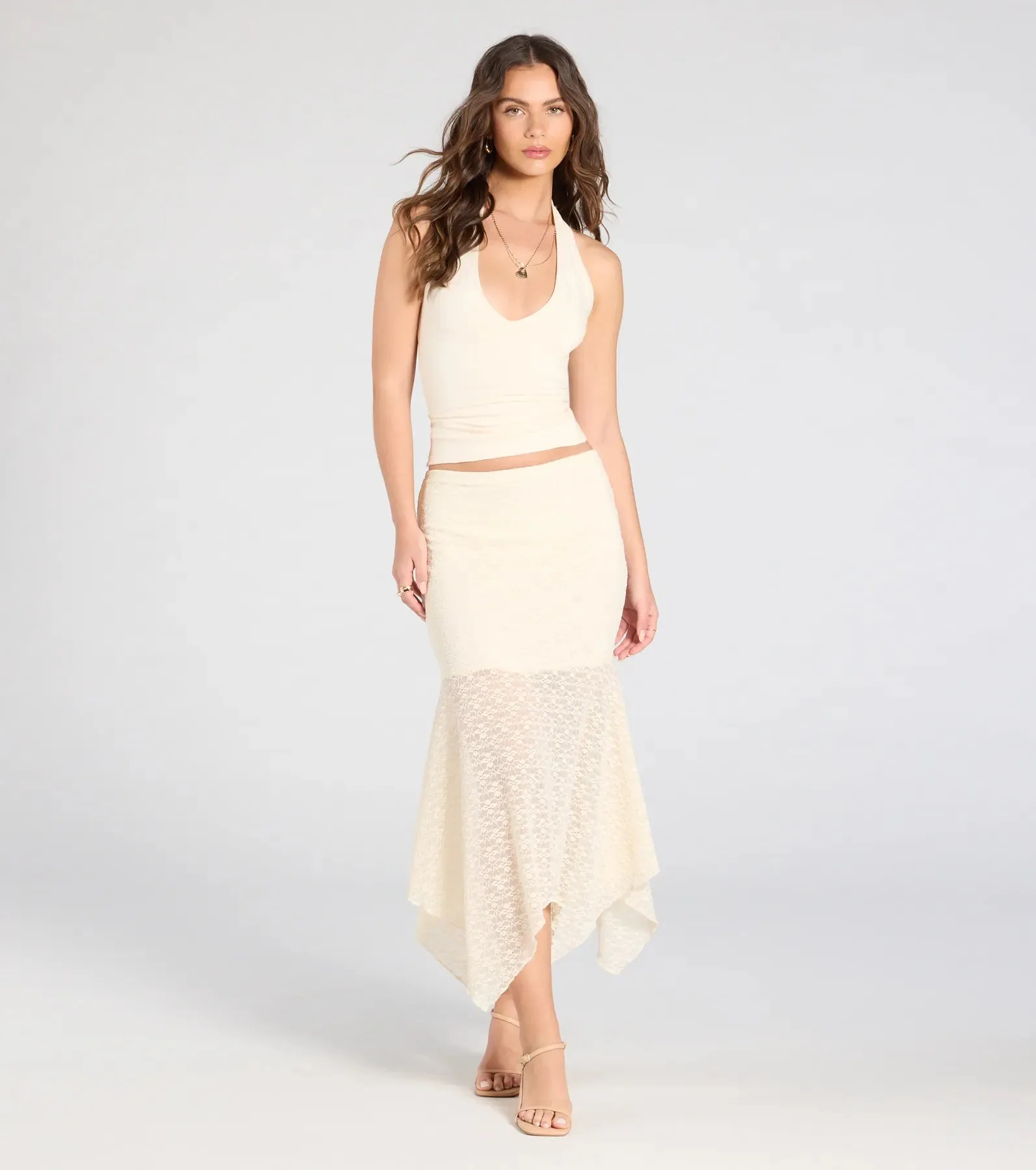 Boho Babe Lace Hanky Hem Maxi Skirt sold by Windsor