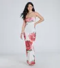 Bold Stunner Floral Mesh Strapless Maxi Dress sold by Windsor