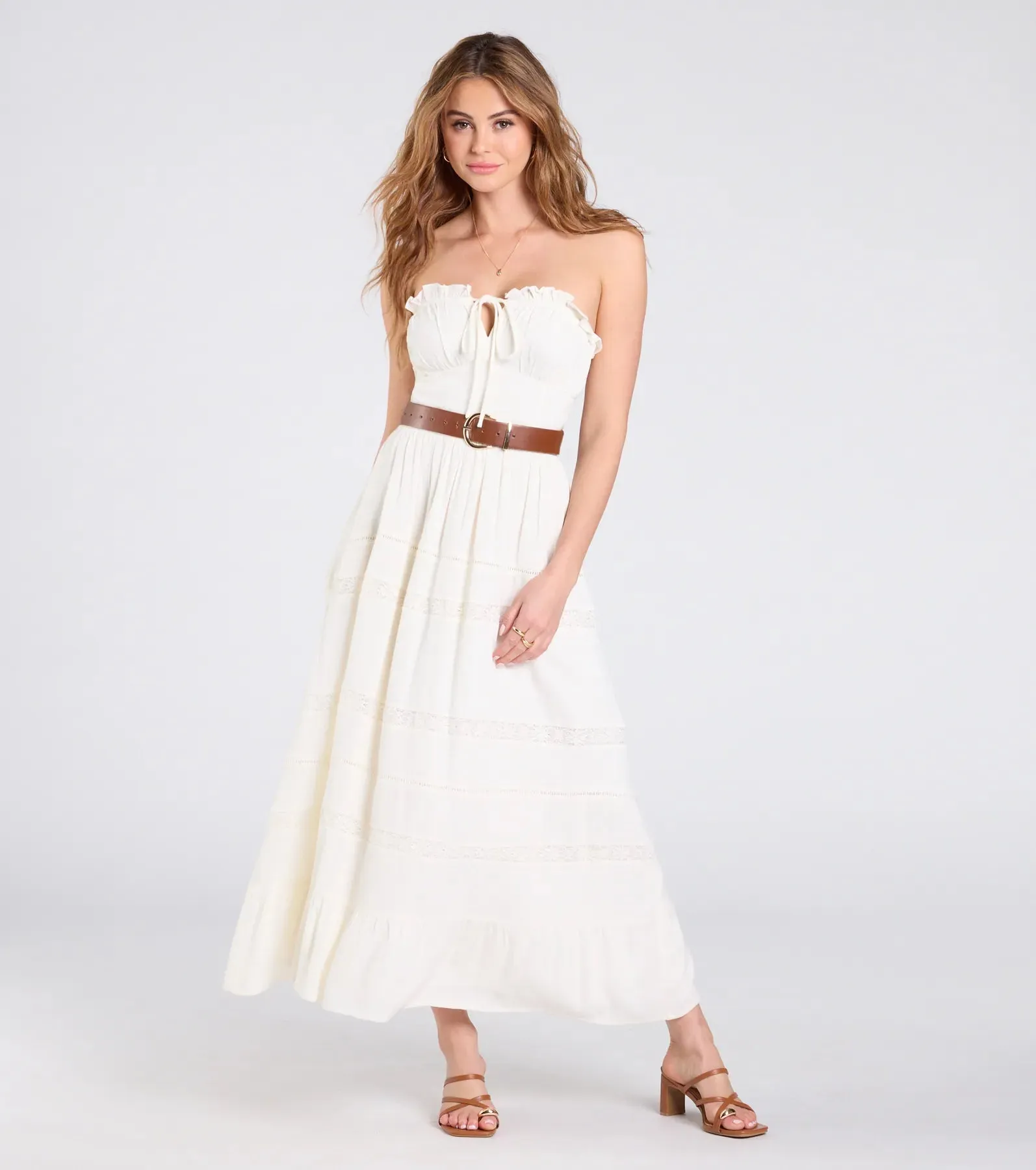 Breezy Chic Belted A-Line Maxi Dress sold by Windsor