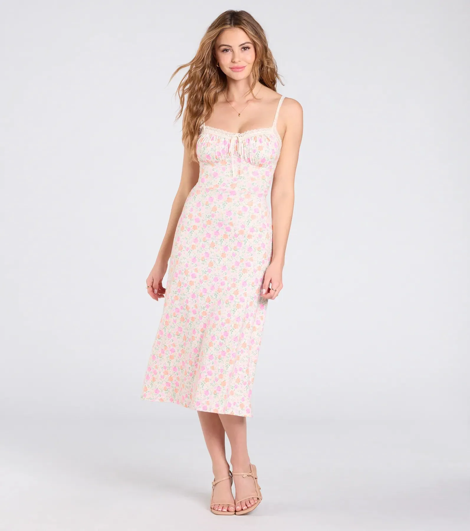 Darling Vibe Ditsy Floral A-Line Midi Dress sold by Windsor