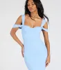 Looking Fab Cold-Shoulder Ruched Bodycon Midi Dress sold by Windsor
