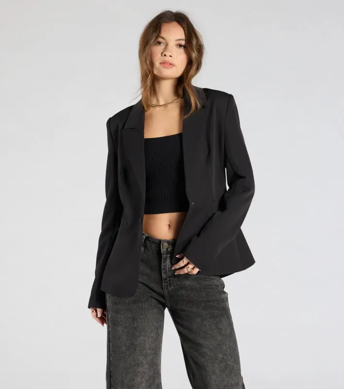 Miss Always On Time Collared Woven Blazer sold by Windsor