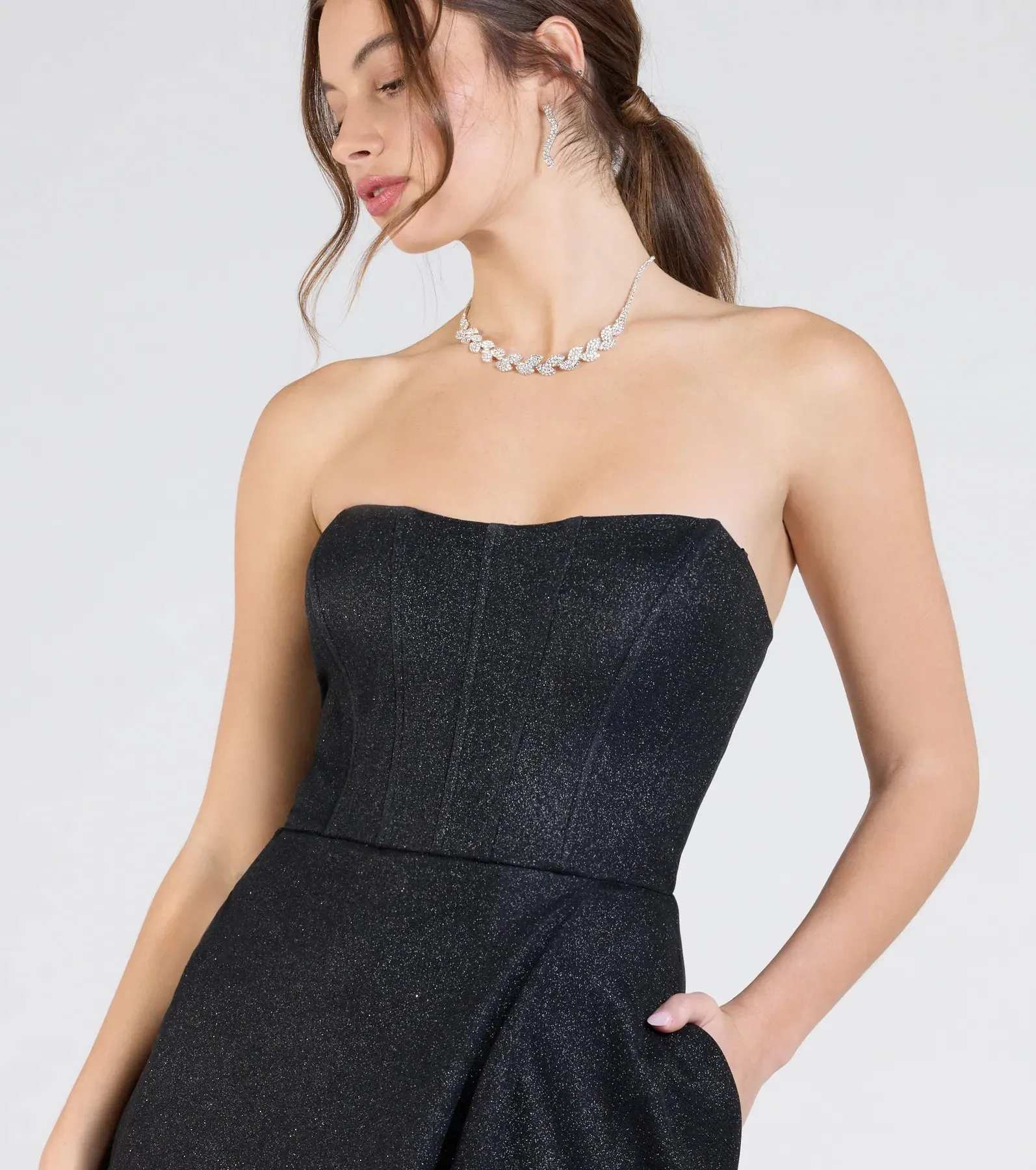 Charlotte Strapless Corset A-Line Glitter Formal Dress sold by Windsor product image thumbnail 4