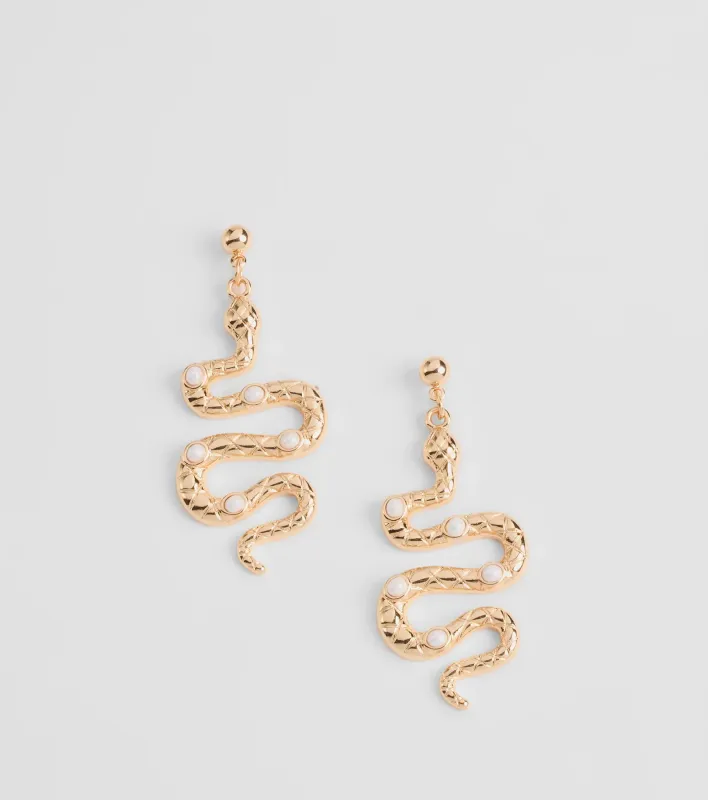 Serious Sass Faux Pearl Snake Earrings sold by Windsor