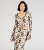 Flirt Alert Flocked Floral Mesh Tie-Front Top sold by Windsor