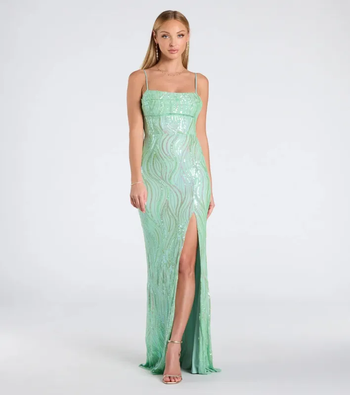 Ashleigh Lace-Up Corset Sequin Formal Dress sold by Windsor