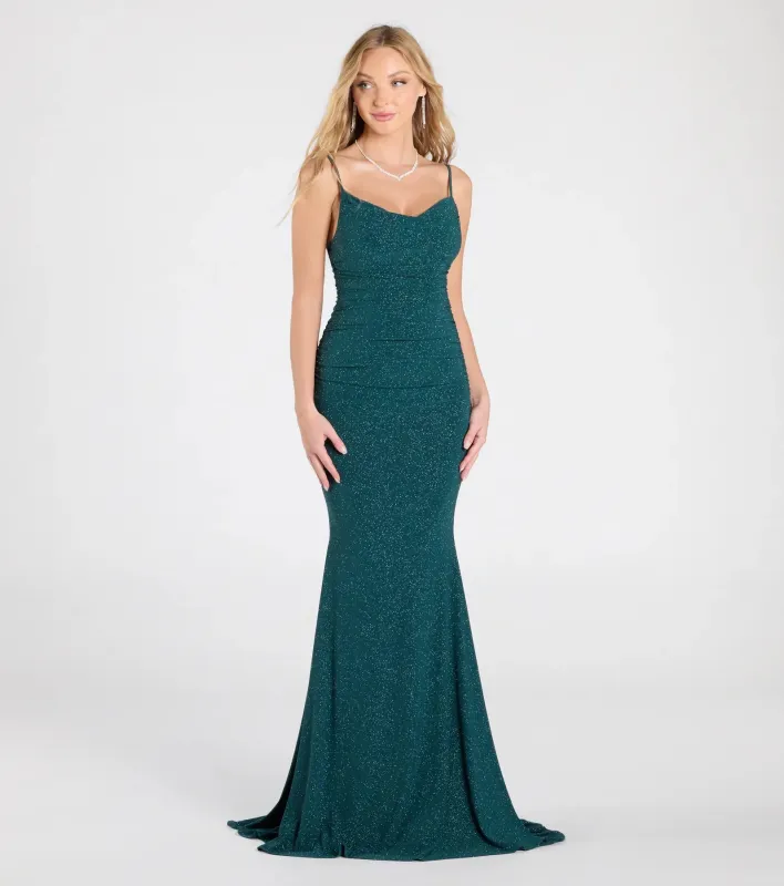 Corrina Cowl Neck Mermaid Glitter Formal Dress sold by Windsor