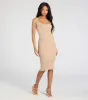Sweetest Poise Button Bodycon Midi Dress sold by Windsor