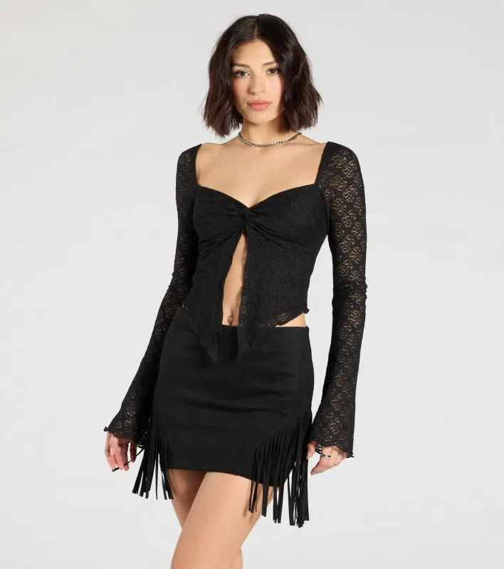 Fringe Attitude Faux Suede Mini Skirt sold by Windsor