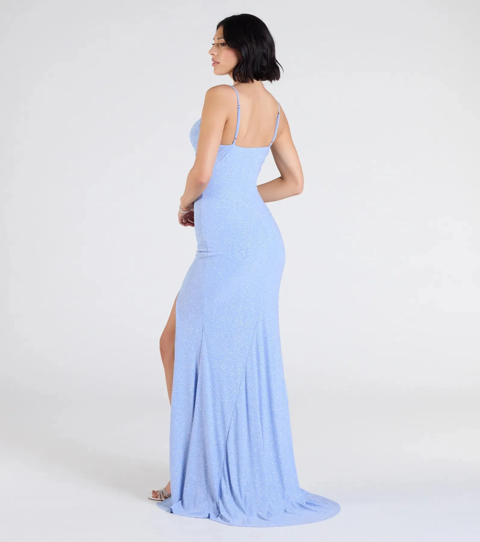 Madison Cowl Neck Slit Glitter Formal Dress sold by Windsor product image thumbnail 2