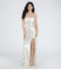 Angelina Satin Tie-Back Floral Sequin Formal Dress sold by Windsor