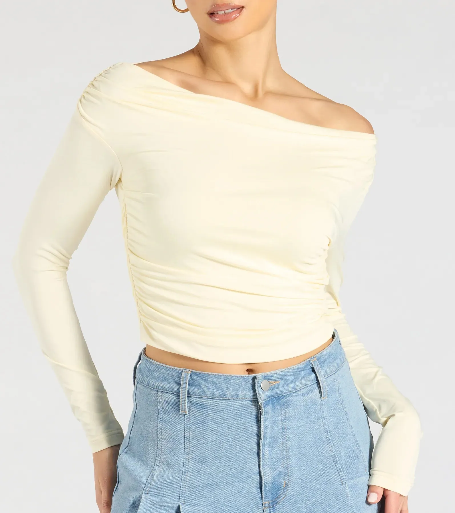All The Love One-Shoulder Tie Back Crop Top sold by Windsor product image thumbnail 4