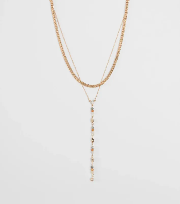 Charmingly Pretty Beaded Rhinestone Layered Necklace sold by Windsor