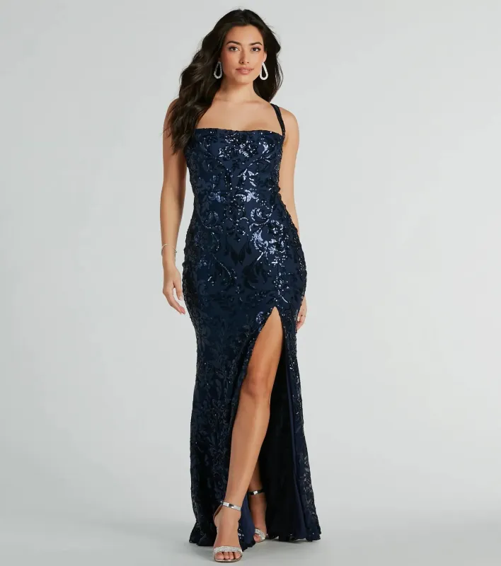 Moira Lace-Up Sequin Formal Dress sold by Windsor