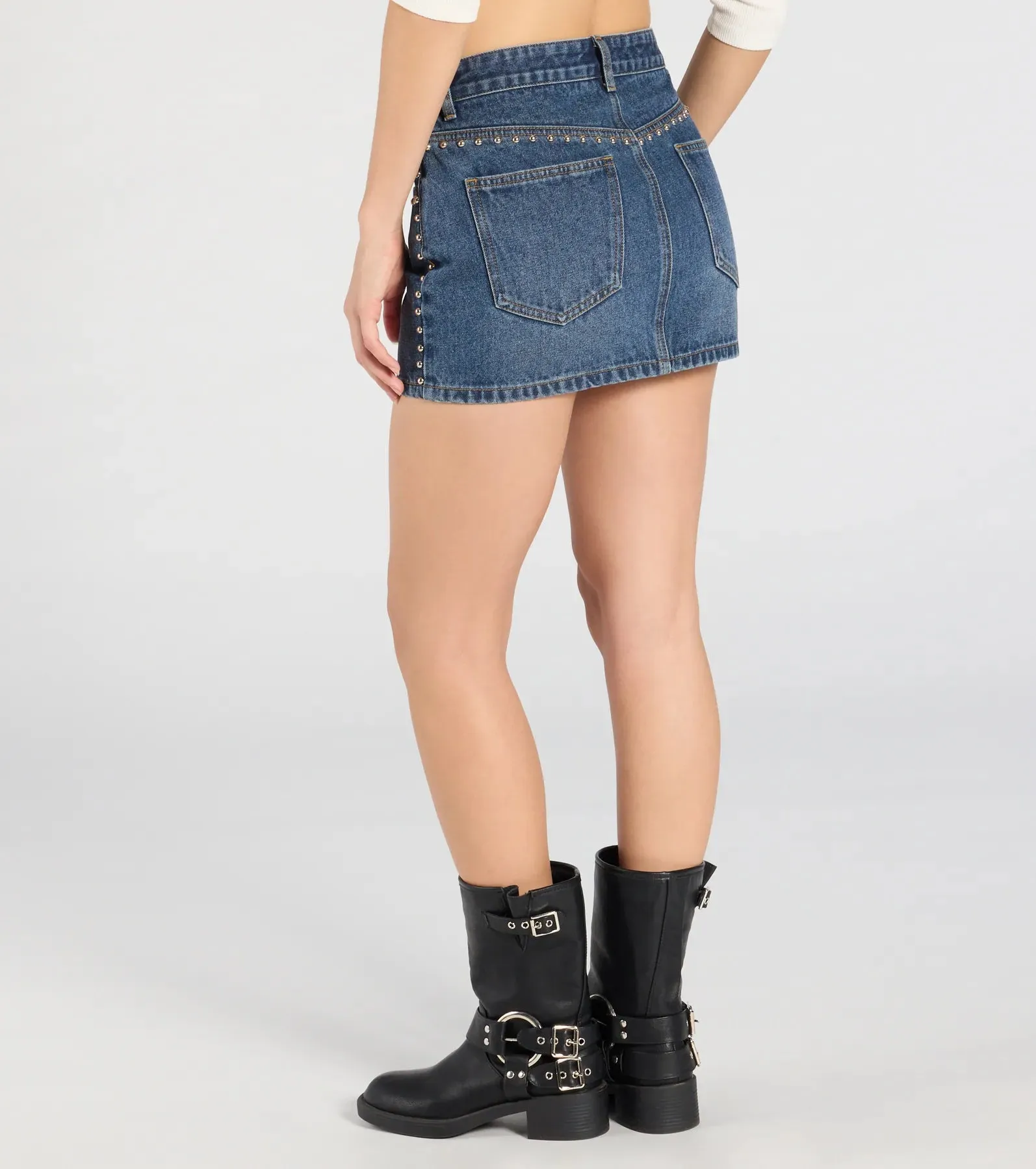 Tell Me About It Stud Mid Rise Denim Mini Skirt sold by Windsor product image thumbnail 2