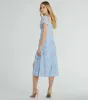 Forever Beauty Puff Sleeve Floral Chiffon Midi Dress sold by Windsor