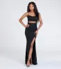 Harlow Cutout Slit Glitter Formal Dress sold by Windsor