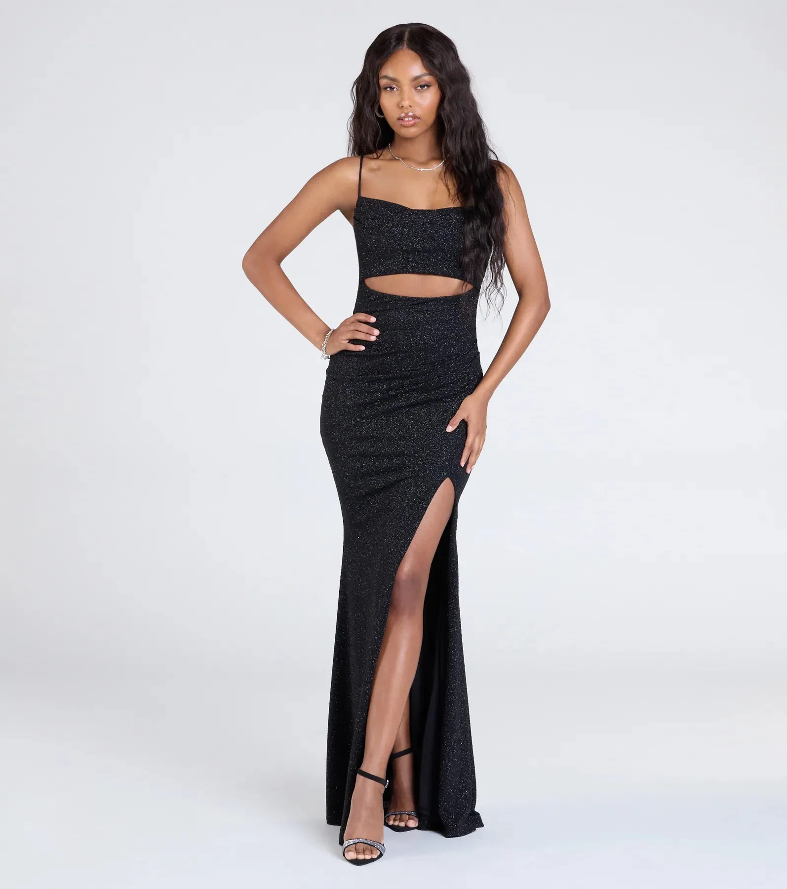 Harlow Cutout Slit Glitter Formal Dress sold by Windsor product image thumbnail 5